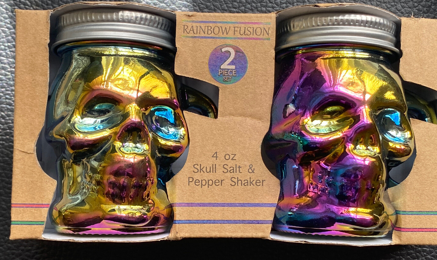 Sugar skull Salt Pepper Shakers Set RainbowFusion Purple Rain Halloween -  Shopping.com, image size:1432x853