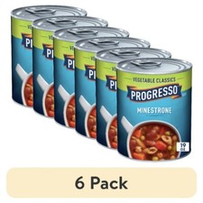  6 pack Progresso Minestrone Soup, Vegetable Classics Canned Soup, 19 oz