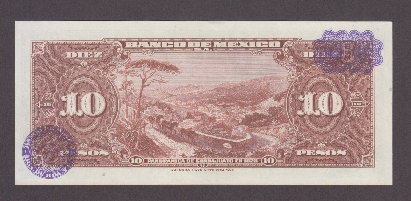 MEXICO P.58b-5698  10 PESOS 8.9.1954 SERIE EJ  UNC  WE COMBINE         2501