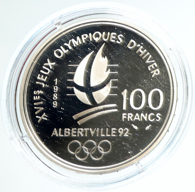 1989 FRANCE '92 Albertville Olympics Skiing Proof Silver 100