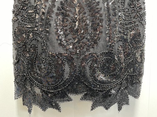Lily McBee Kleid schwarz verziert Pailletten Perlen Party U-Ausschnitt L - 32" Brustumfang - Bild 7 von 13