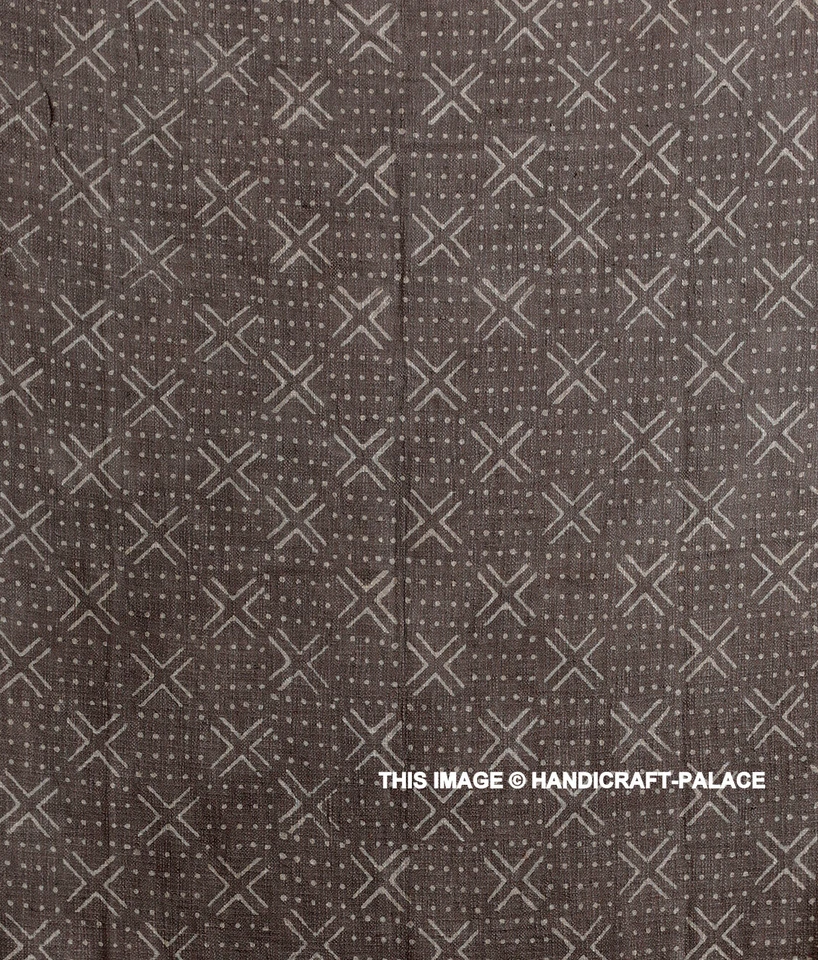 100% Baumwolle Graue Blockbedruckte Tagesdecke Mit Quasten Einzelbett Bettwäsche - Bild 4 von 4