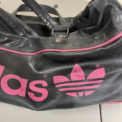 Vintage 80s Adidas Leather Bag Duffle Gym Overnight Sportswear