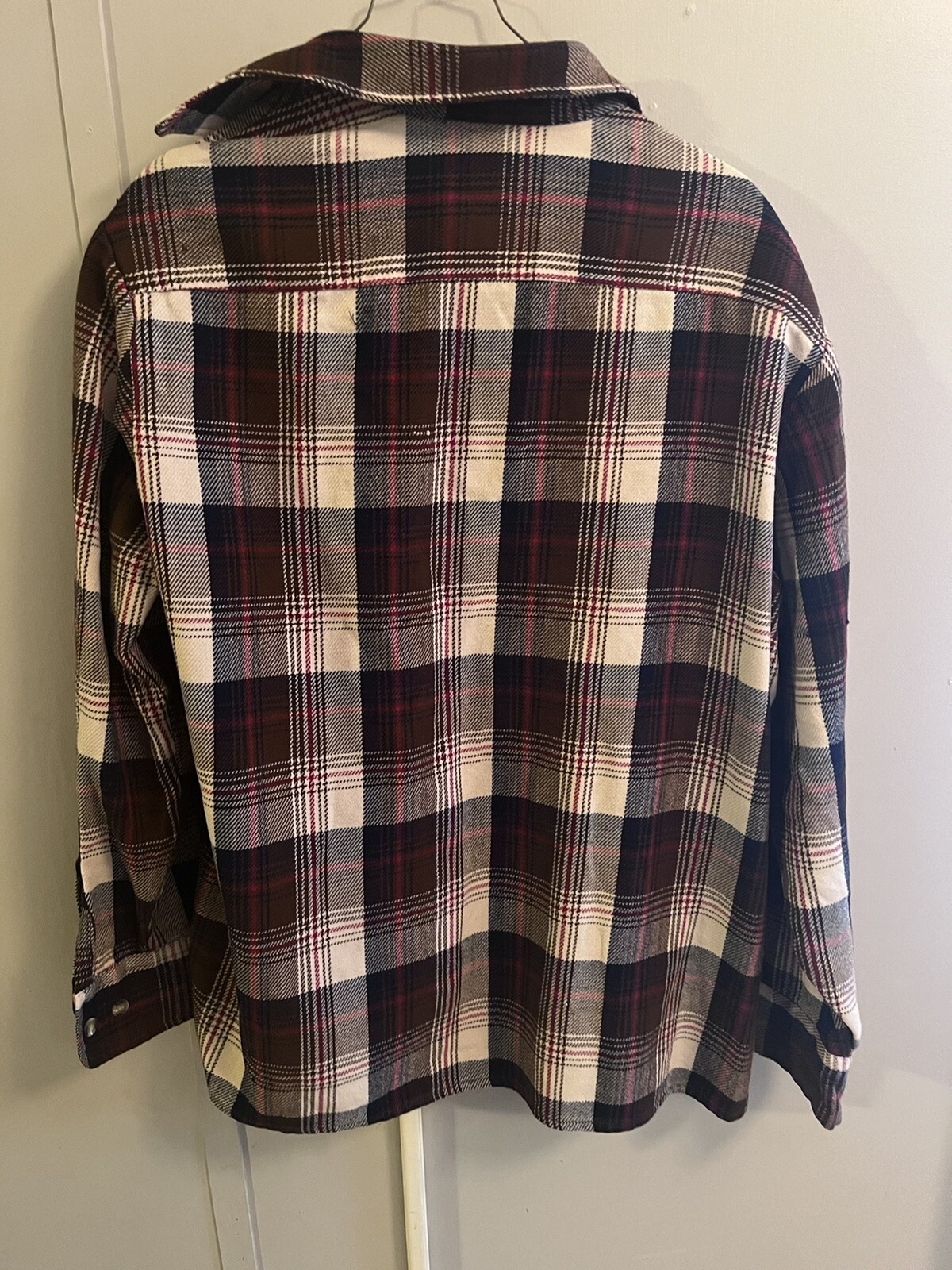 Vintage 90s Mens 100% Virgin Acrylic Button Up Plaid Flannel Shirt Size Large