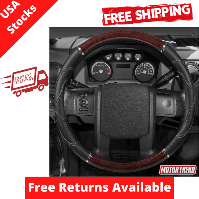 Motor Trend 18 inch Steering Wheel Cover Semi Truck Freightliner Dark Wood Black eBay