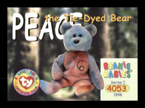 4053 Ty Beanie Baby Peace The Tie-Dyed Bear 100 1998 Series 1 Trading Card TCG  - Picture 1 of 2