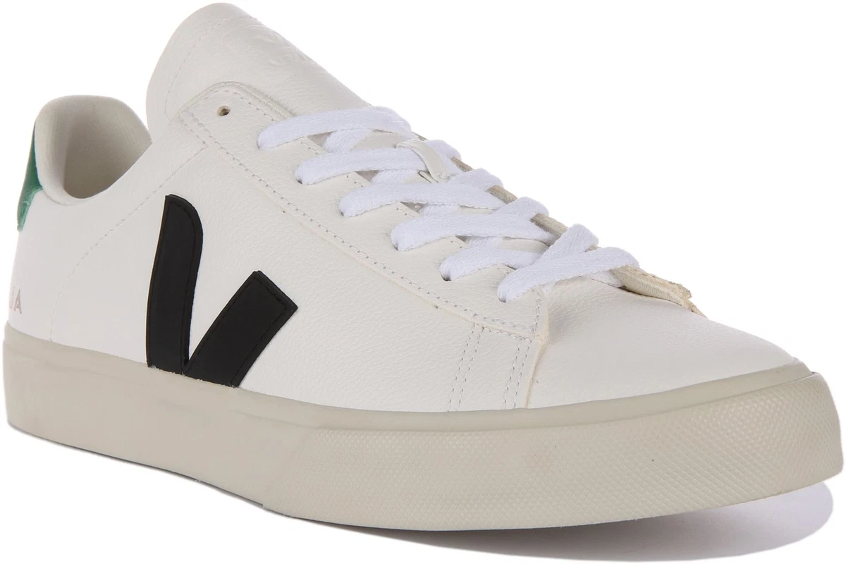 Veja Campo Chromefree Leather Trainer White Black Green Mens UK 6 12