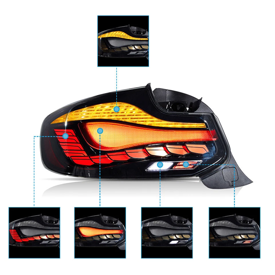 GTS SLYLE OLED TAIL LIGHTS FOR BMW 2SERIES F22 F23 F87 M2 SMOKED W/Sequentail Foto 4 de 4