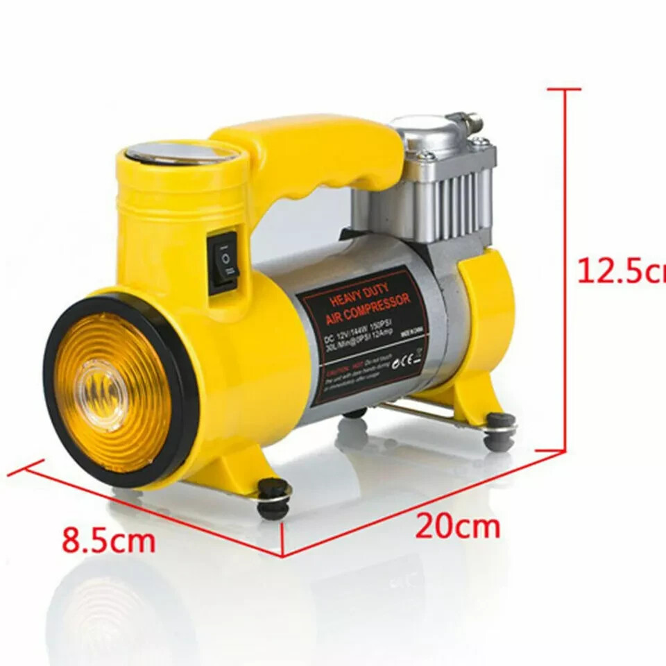 Compressore Portatile Auto 12V Accendisigari Manometro Resistente Aria 150 PSI - Miniatura 5