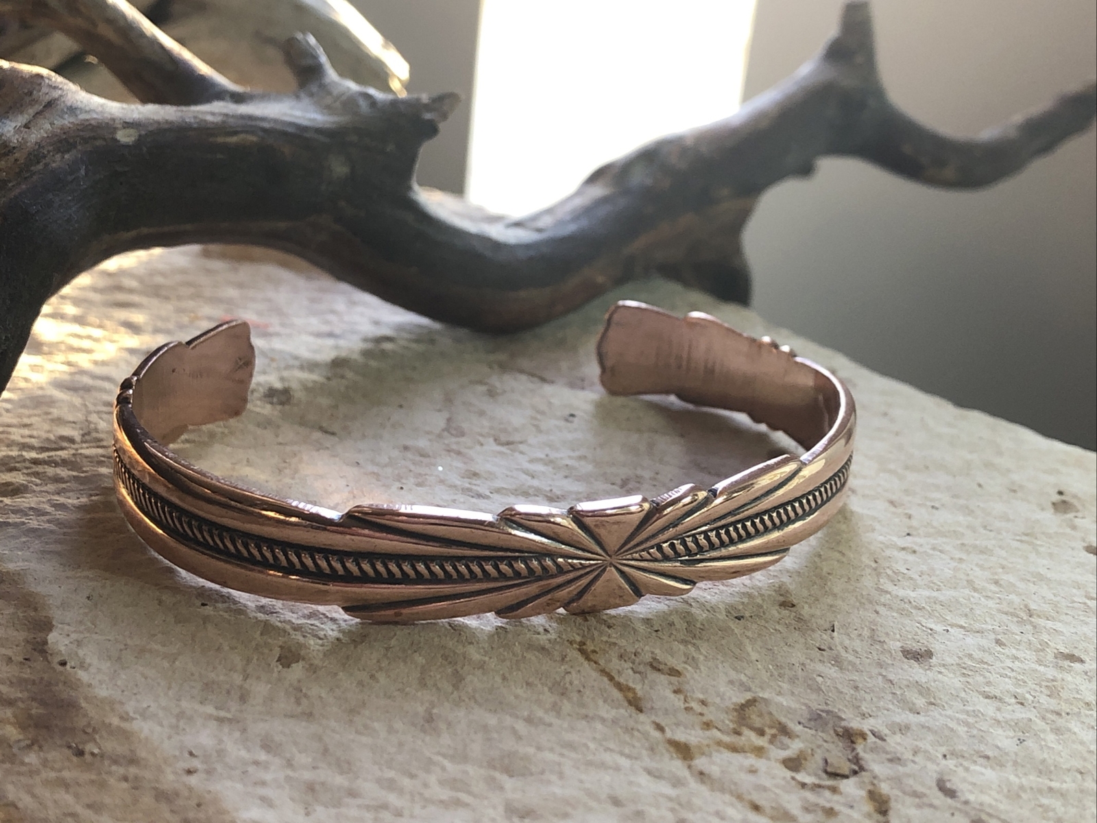 Vintage Solid Copper Hand Tooled Adjustable Cuff … - image 4