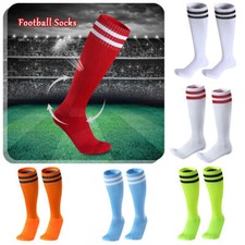 Men Kids Sport Football Soccer Long Socks Solid Knee High Bottom Non-slip Socks