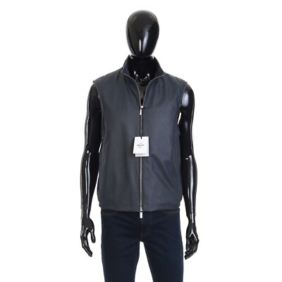 BERLUTI 6100$ Padded Leather Vest - Scritto Print, Zip-Up