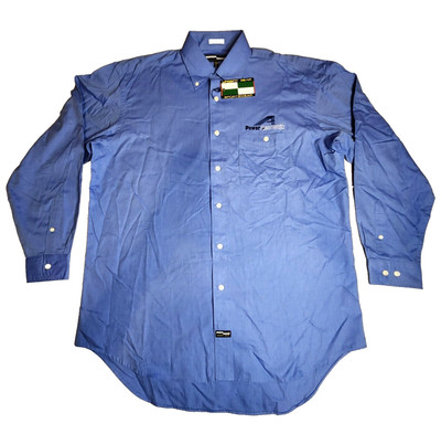 Urgent Gear Mens Oxford Shirt Sz L Blue Power Acoustik Car Audio Logo Pocket NWT