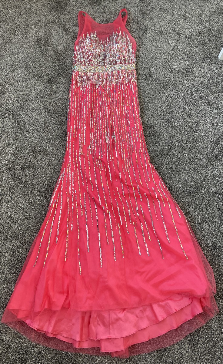 party time formal dresses Partytime Pink Sparkle Beaded Mermaid Prom Gown Dress Size 6 party cocktail dress