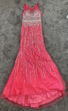 Partytime Pink Sparkle Beaded Mermaid Formal Prom Gown Dress Size 6