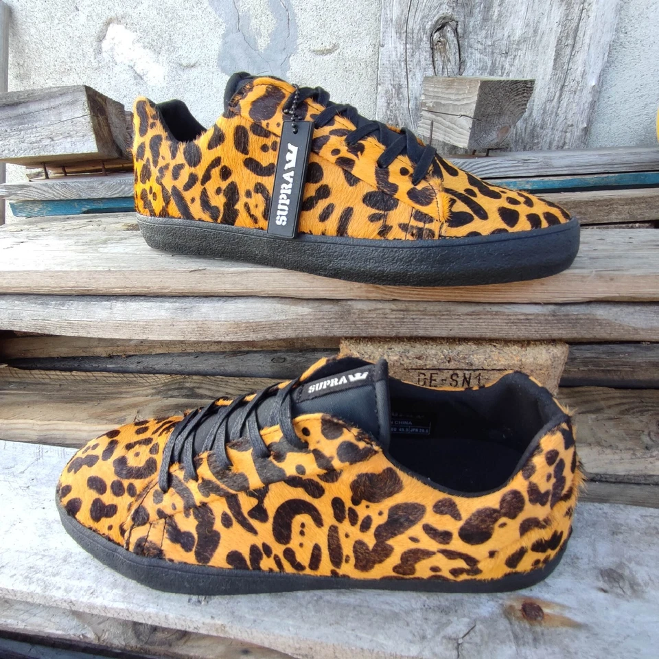 Sneaker collector basket SUPRA Assault Leopard pony hair us11.5 eu45.5 uk10.5 - Photo 3/4