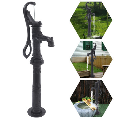 Black Hand Water Pump/Stand Cast Iron Garden Deep Well Manual Pump 19.69ft