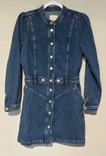 Sézane Alberta Blue Jean Buttoned Sheath Dress Denim Size 40