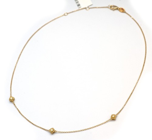 Roberto Coin Palazzo Ducale 18K Gold Diamond 3 Station Collar Necklace 18" New