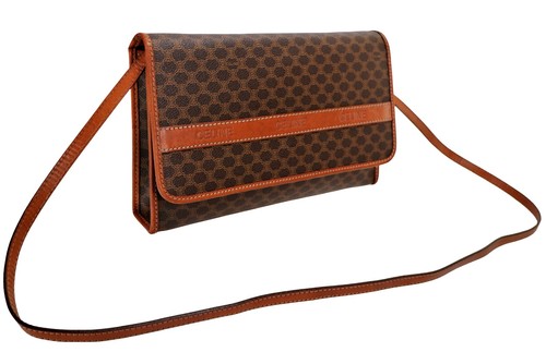 Authentic CELINE Classic Brown Macadam Leather Shoulder Crossbody Bag Italy