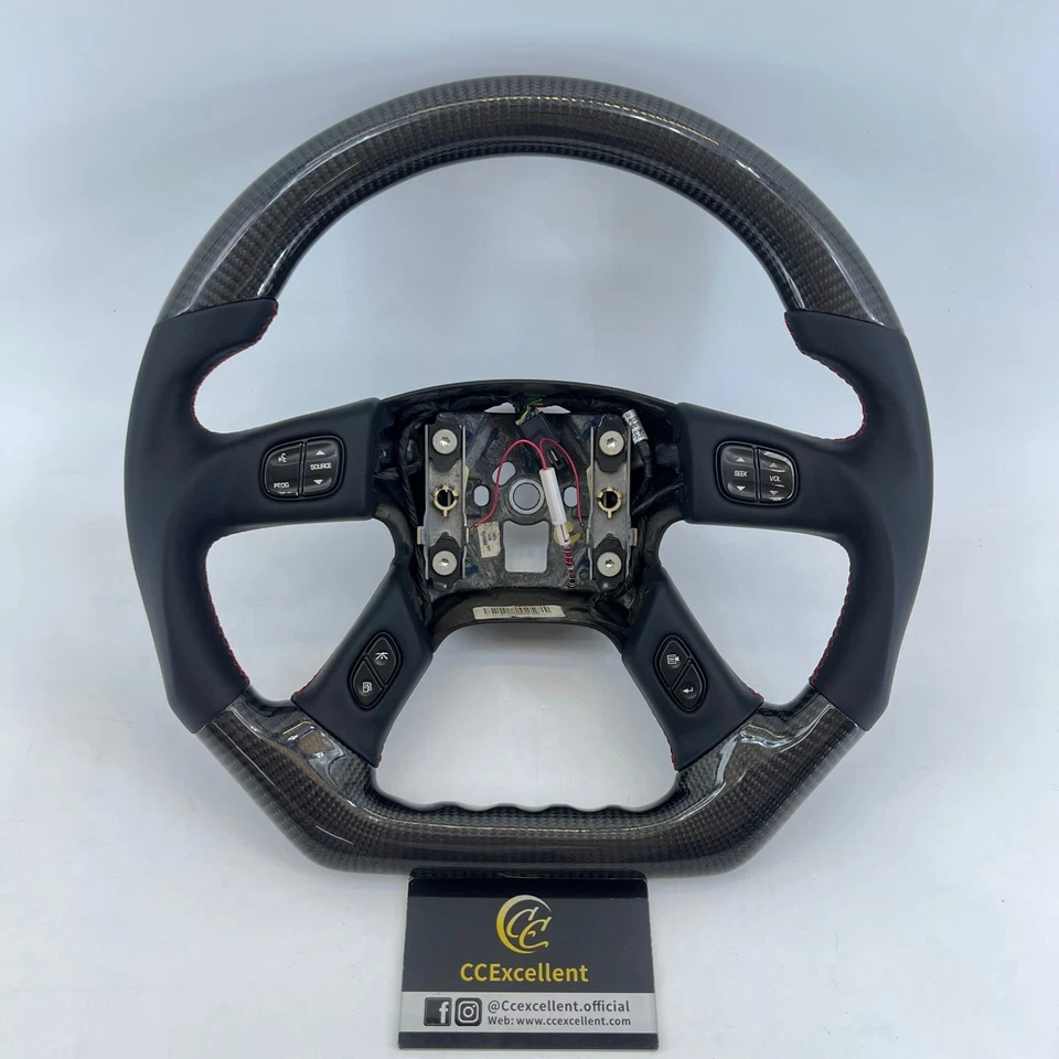 Volante de fibra de carbono real Hummer H2 Gmc Yukon silverado 2003-2007 - Imagem 2 de 4