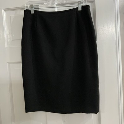 Calvin Klein Straight Skirt Womens Size 6 Classic Black Back Slit Zip Career New
