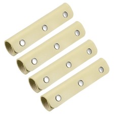 4 Pcs Leather Luggage Handle Wraps Fine Texture Silver Buckle, Beige