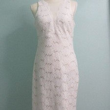 NIGHTWAY Sleeveless Lace Sheath Mini Dress with Illusion Detail-Ivory-10-NWT