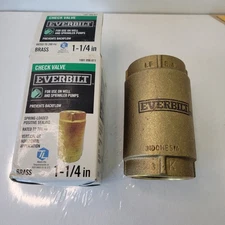 Everbilt 1001 096 611, 1-1/4" Brass Check Valve - Unused in Box