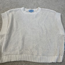 NWT - CeCe Sleeveless Open Knit Ivory Sweater - Size XL