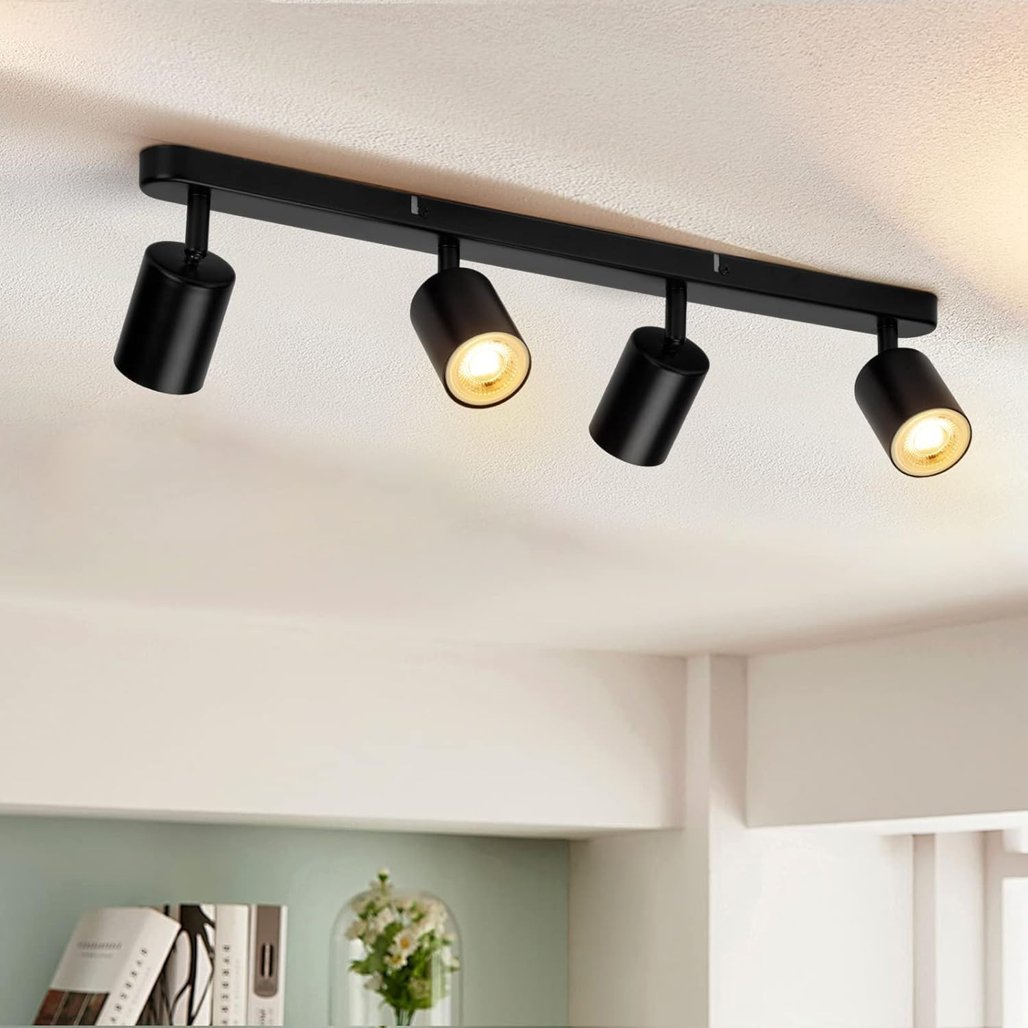 Lampada Faretti Da Soffitto Orientabili, Attacco per 4 Lampadine GU10 Non Inclus