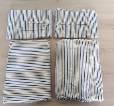 *** Big One Cotton Stripped Queen Size 4 pieces  Bed Sheet Set 