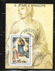 ST THOMAS  #910 1989 CHRISTMAS SOUVENIR SHEET CTO OLD  USED PICTORIAL STAMP