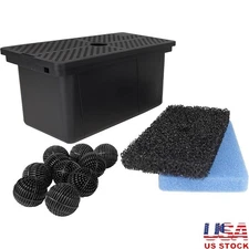 Universal Pond Pump Filter Box W/ Bio-Balls & Multiple Filters Clean Water New