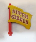 MARX 1950's SUPER CIRCUS PLAYSET TIN LITHO FLAG W/ HARD PLASTIC FLAG POLE INTACT
