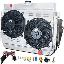 3 Row Aluminum Radiatorshroud Fanrelay For 63-68 Chevy Impala64-67 El Camino