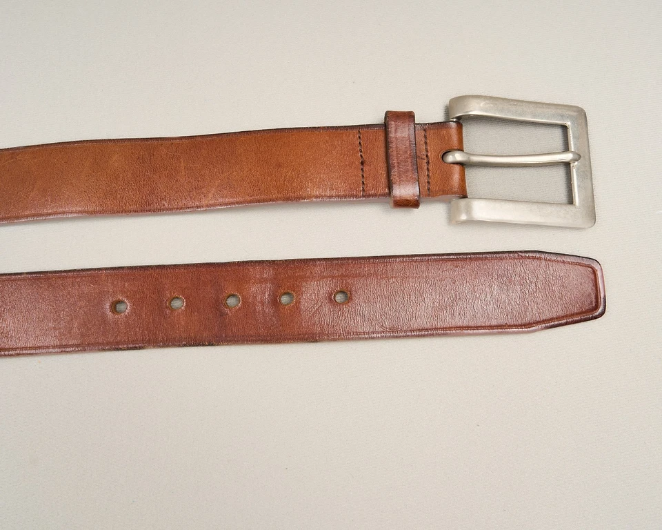 Cinturón de cuero Gap para mujer 30 marrón ancho plateado hebilla 1,5" Foto 3 de 4