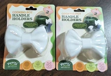 Set of 4 Pantry New York City Cooking Pot Silicone Handle Holders White Bows NEW