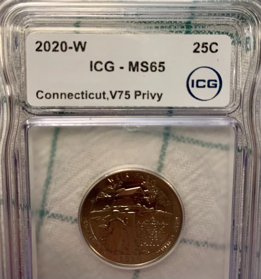 2020-W 25C West Point Quarter, RARE V75 Privy  Weir Farm Connecticut,  ICG MS-65 - Image 2 of 4