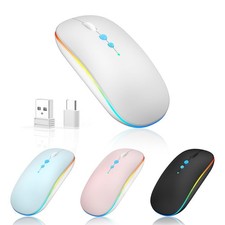 LED Wireless Mouse A100S Rechargeable Portable Silent Mouse with Optional USB...