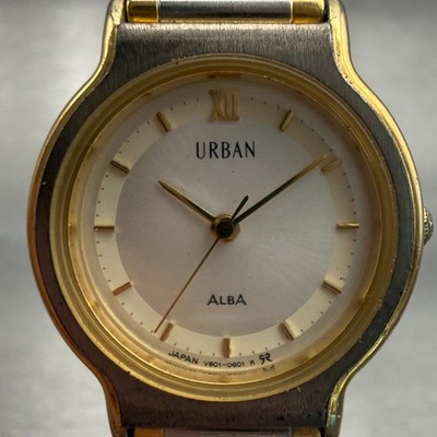 Seiko Alba Urban Watch Women 24mm Silver Dial Two Tone Round V801