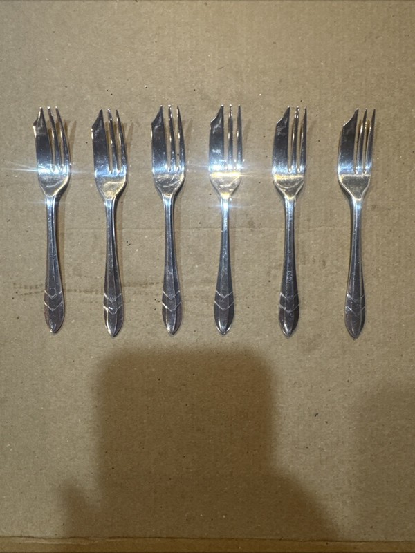 Sheffield England Silver Plated FG EPNS Pastry Pie Fork Set 6 Vintage
