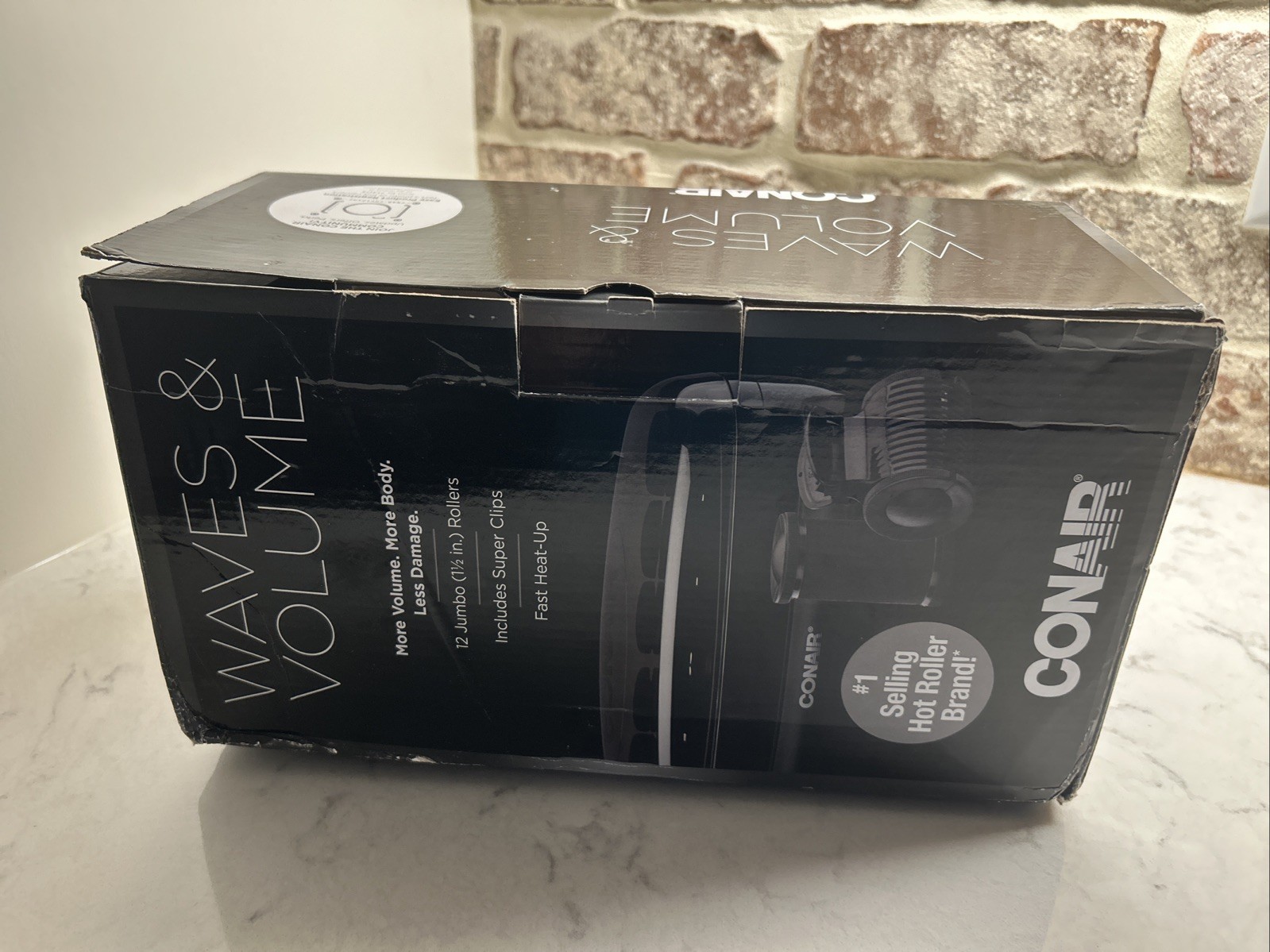 CONAIR Waves & Volume 12 Jumbo Hot Rollers 1 1/2” All Hair W/Clips 12 Black