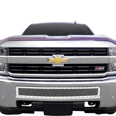 For Chevy Silverado 3500 HD 15-19 Bumper Grille 1-Pc Rivet Style Chrome Polished