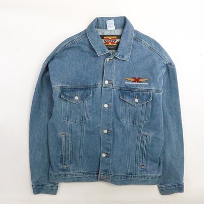 Vintage Excelsior Henderson Motorcycles Denim Trucker Jacket Size Large