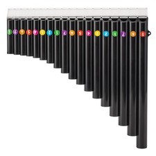 Deekec 18 Pipes Pan Flute C Key - Beginner-Friendly Instrument with Black