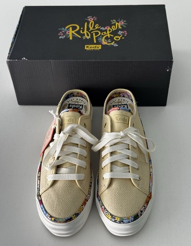 Tenis para mujer KEDS X Rifle Paper Co TRPL KICK MULE NATRL beige con adornos florales 8,5 - Imagen 4 de 12