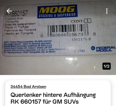 Suspension Control Arm, Querlenker hintere Aufhängung Moog RK660157 - Bild 1 von 3