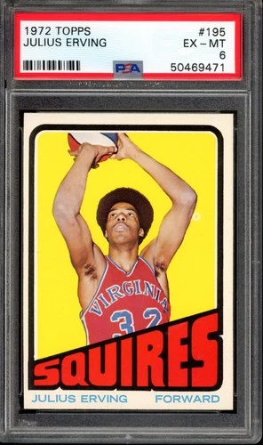 1972 Topps #195 Julius Erving (Dr. J) Rookie PSA 6 HOF RC Basketball Card (9471)