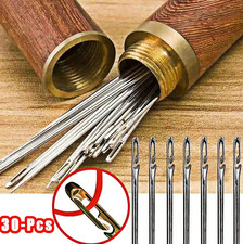 30pcs Self Threading Sewing Needles Stainless Steel Blind Stitch Set - NEW